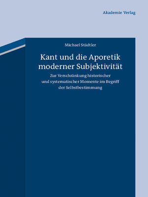 cover image of Kant und die Aporetik moderner Subjektivität